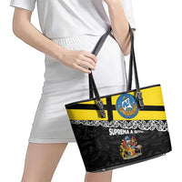 New Zealand Wellington Leather Tote Bag The Capital's Emblems Flag and Koru Art LT03 - Polynesian Pride
