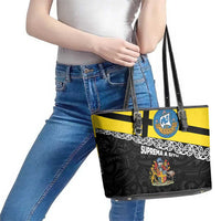New Zealand Wellington Leather Tote Bag The Capital's Emblems Flag and Koru Art LT03 - Polynesian Pride