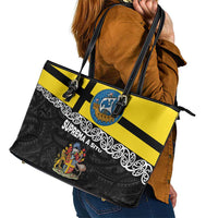 New Zealand Wellington Leather Tote Bag The Capital's Emblems Flag and Koru Art LT03 - Polynesian Pride