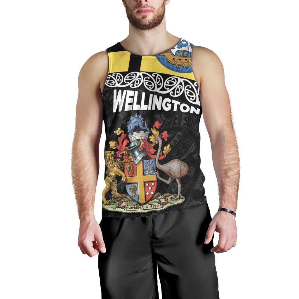 New Zealand Wellington Men Tank Top The Capital's Emblems Flag and Koru Art LT03 - Polynesian Pride