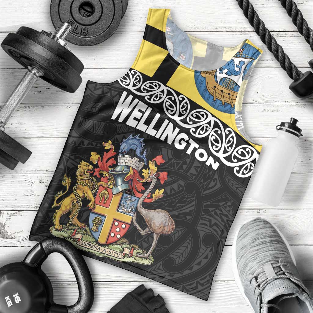 New Zealand Wellington Men Tank Top The Capital's Emblems Flag and Koru Art LT03 - Polynesian Pride