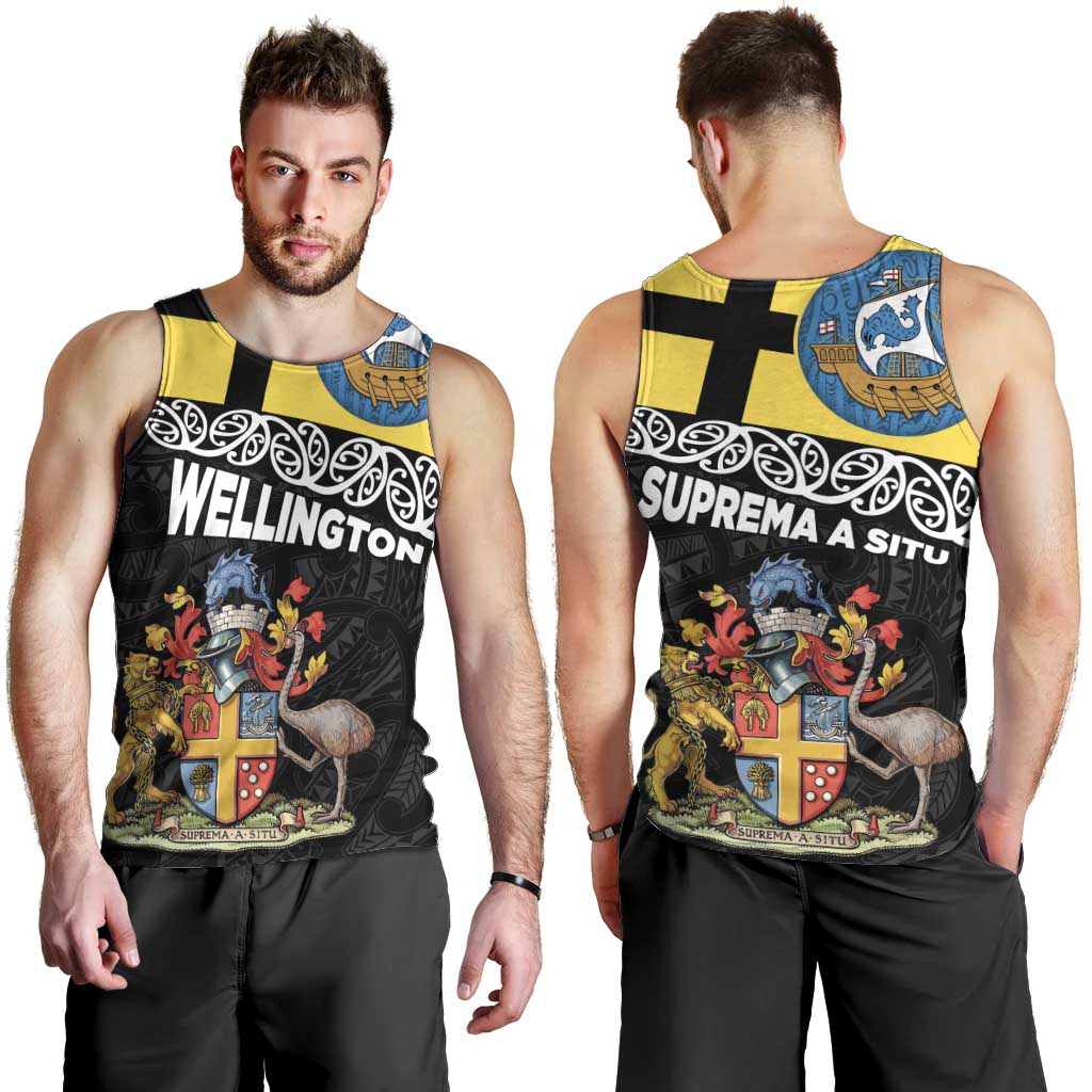 New Zealand Wellington Men Tank Top The Capital's Emblems Flag and Koru Art LT03 - Polynesian Pride