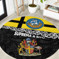 New Zealand Wellington Round Carpet The Capital's Emblems Flag and Koru Art
