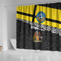 New Zealand Wellington Shower Curtain The Capital's Emblems Flag and Koru Art