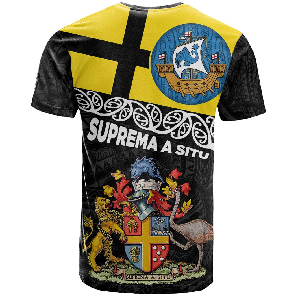 New Zealand Wellington T Shirt The Capital's Emblems Flag and Koru Art LT03 - Polynesian Pride