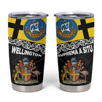 New Zealand Wellington Tumbler Cup The Capital's Emblems - Flag and Koru Art LT03 Black - Polynesian Pride