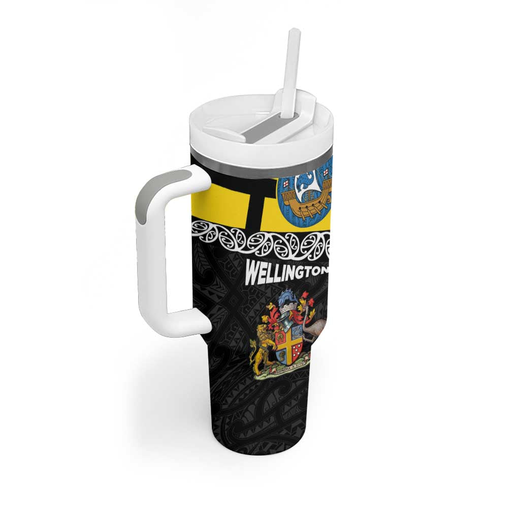 New Zealand Wellington Tumbler With Handle The Capital's Emblems - Flag and Koru Art LT03 - Polynesian Pride