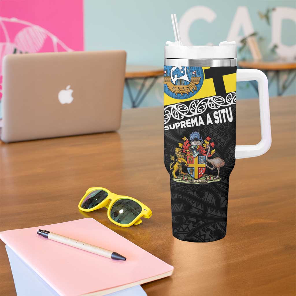 New Zealand Wellington Tumbler With Handle The Capital's Emblems - Flag and Koru Art LT03 - Polynesian Pride