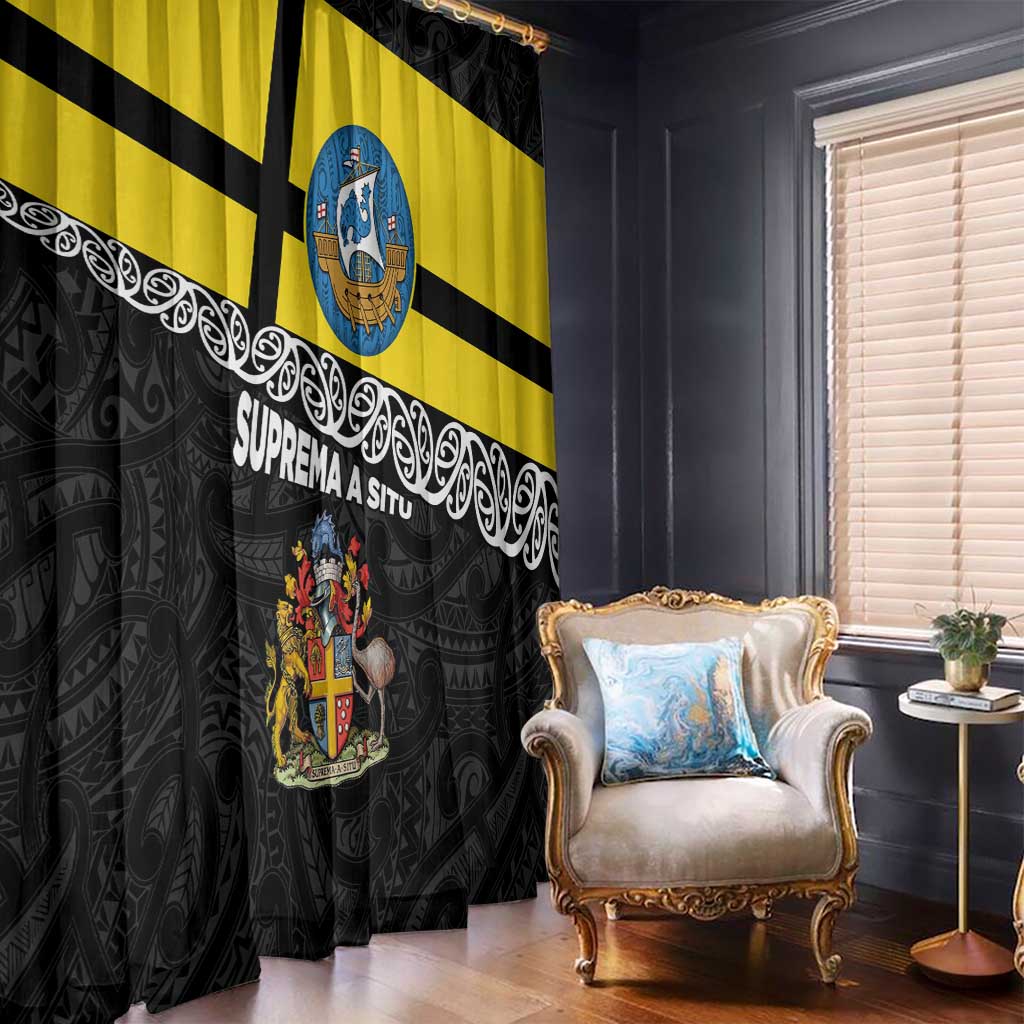 New Zealand Wellington Window Curtain The Capital's Emblems Flag and Koru Art LT03 - Polynesian Pride