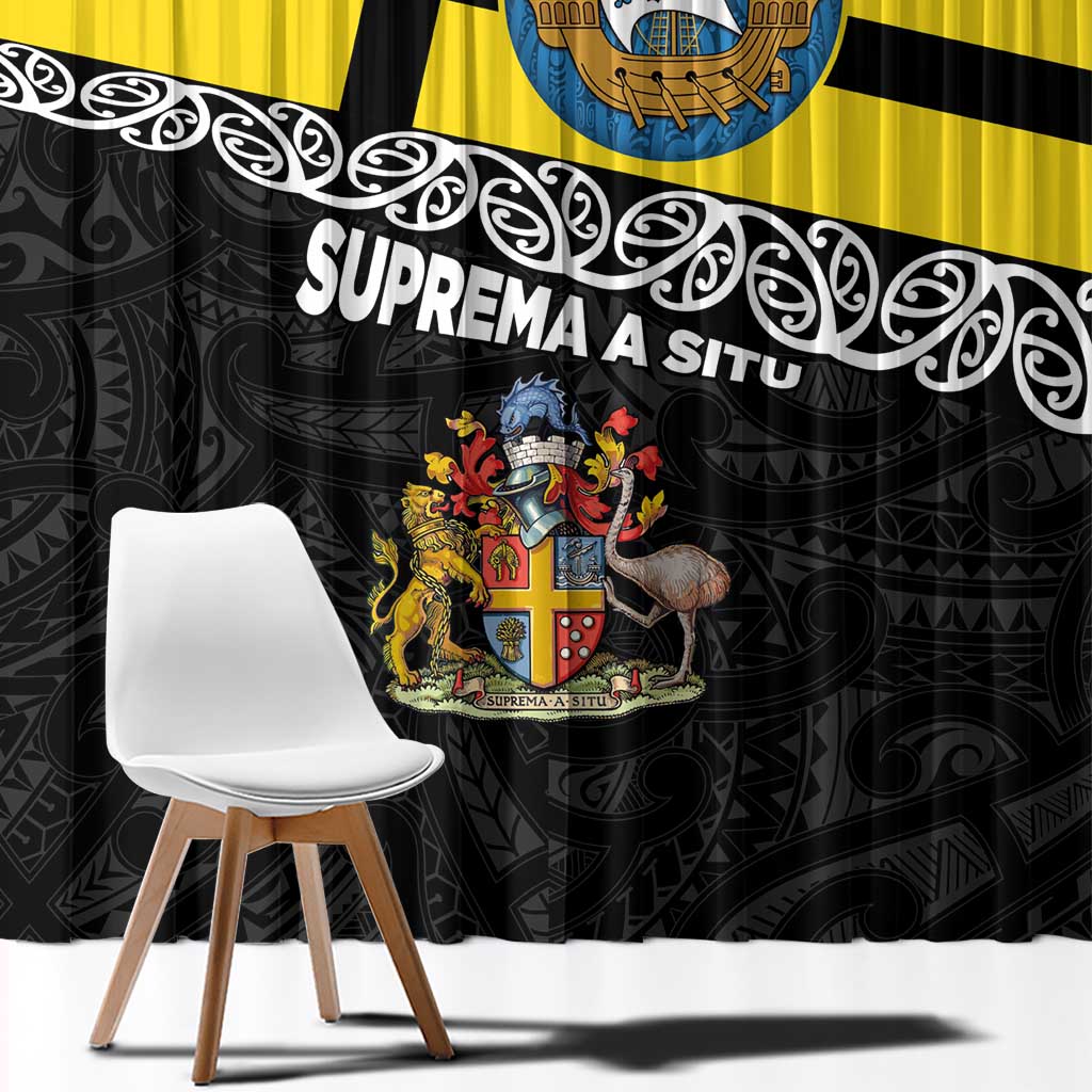 New Zealand Wellington Window Curtain The Capital's Emblems Flag and Koru Art LT03 - Polynesian Pride