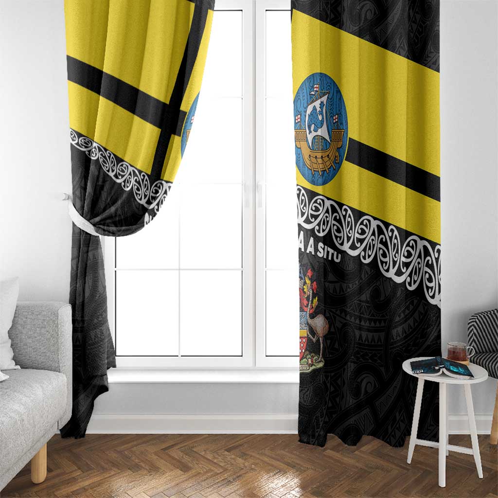New Zealand Wellington Window Curtain The Capital's Emblems Flag and Koru Art LT03 - Polynesian Pride