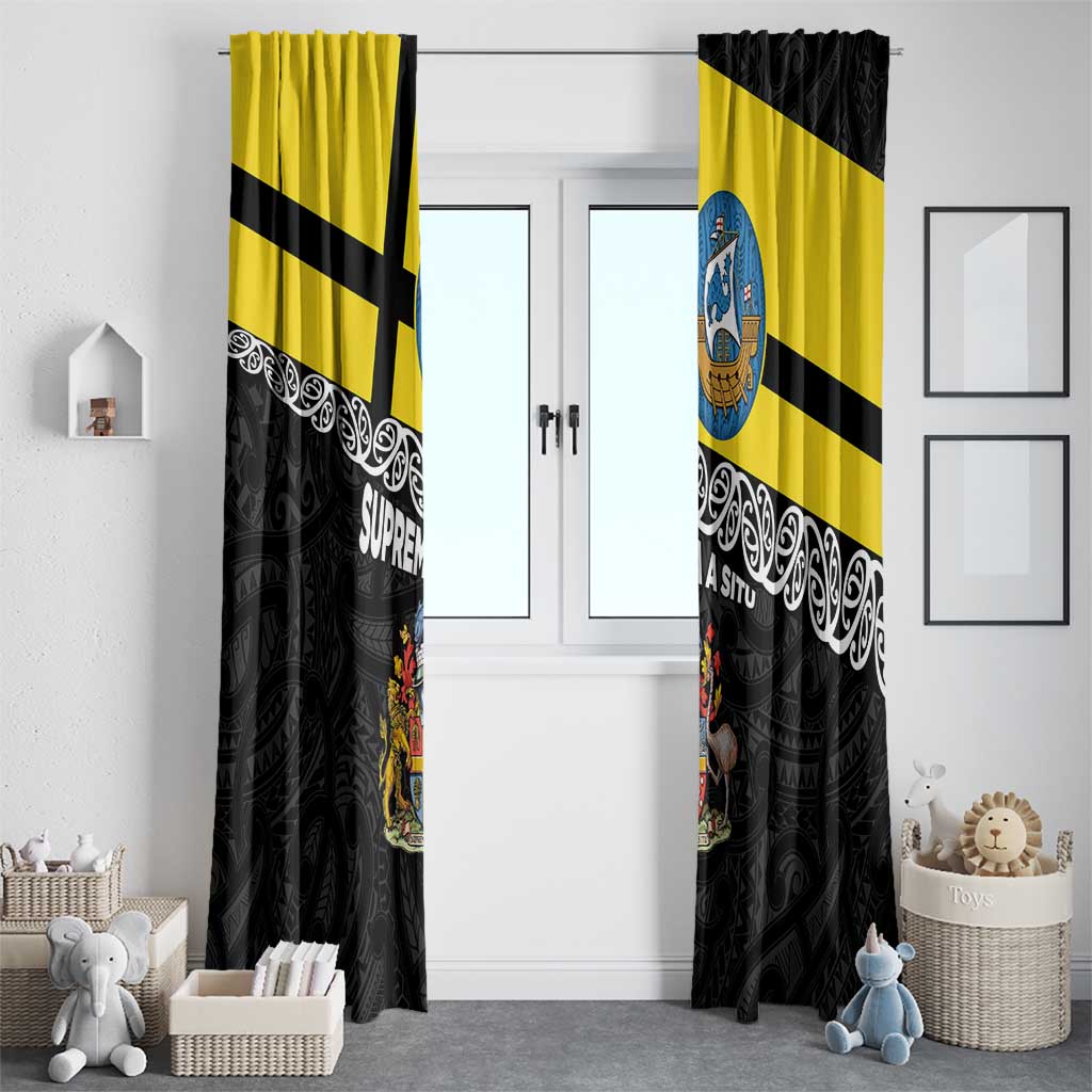 New Zealand Wellington Window Curtain The Capital's Emblems Flag and Koru Art LT03 - Polynesian Pride