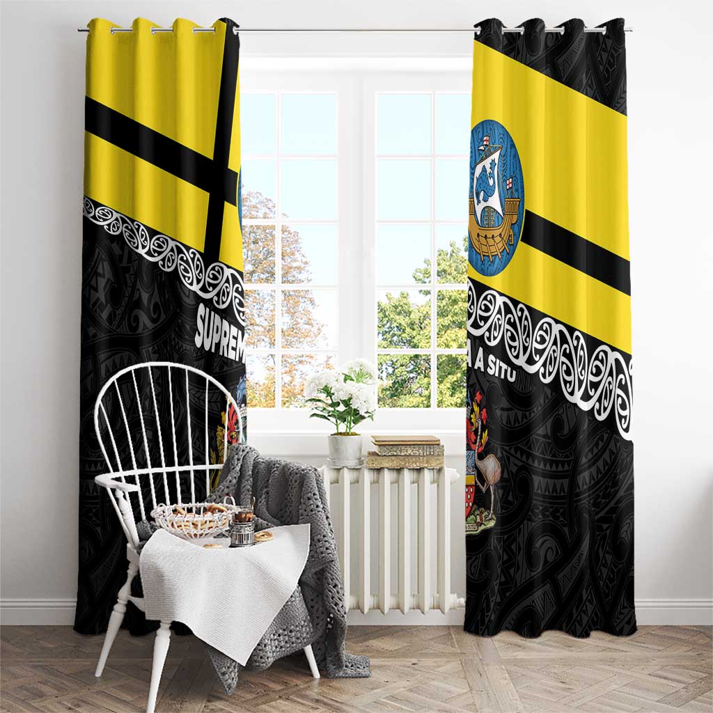 New Zealand Wellington Window Curtain The Capital's Emblems Flag and Koru Art LT03 - Polynesian Pride