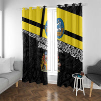 New Zealand Wellington Window Curtain The Capital's Emblems Flag and Koru Art LT03 With Grommets Black - Polynesian Pride