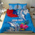 Personalised Samoa Coat Of Arms Bedding Set Tropical Flower Blue Polynesian Pattern LT03 - Polynesian Pride