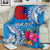 Personalised Samoa Coat Of Arms Blanket Tropical Flower Blue Polynesian Pattern LT03 - Polynesian Pride