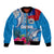 Personalised Samoa Coat Of Arms Bomber Jacket Tropical Flower Blue Polynesian Pattern LT03 Unisex Blue - Polynesian Pride