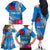 Personalised Samoa Coat Of Arms Family Matching Off Shoulder Long Sleeve Dress and Hawaiian Shirt Tropical Flower Blue Polynesian Pattern LT03 - Polynesian Pride