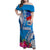 Personalised Samoa Coat Of Arms Family Matching Off Shoulder Maxi Dress and Hawaiian Shirt Tropical Flower Blue Polynesian Pattern LT03 Mom's Dress Blue - Polynesian Pride