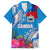 Personalised Samoa Coat Of Arms Family Matching Puletasi Dress and Hawaiian Shirt Tropical Flower Blue Polynesian Pattern LT03 Dad's Shirt - Short Sleeve Blue - Polynesian Pride