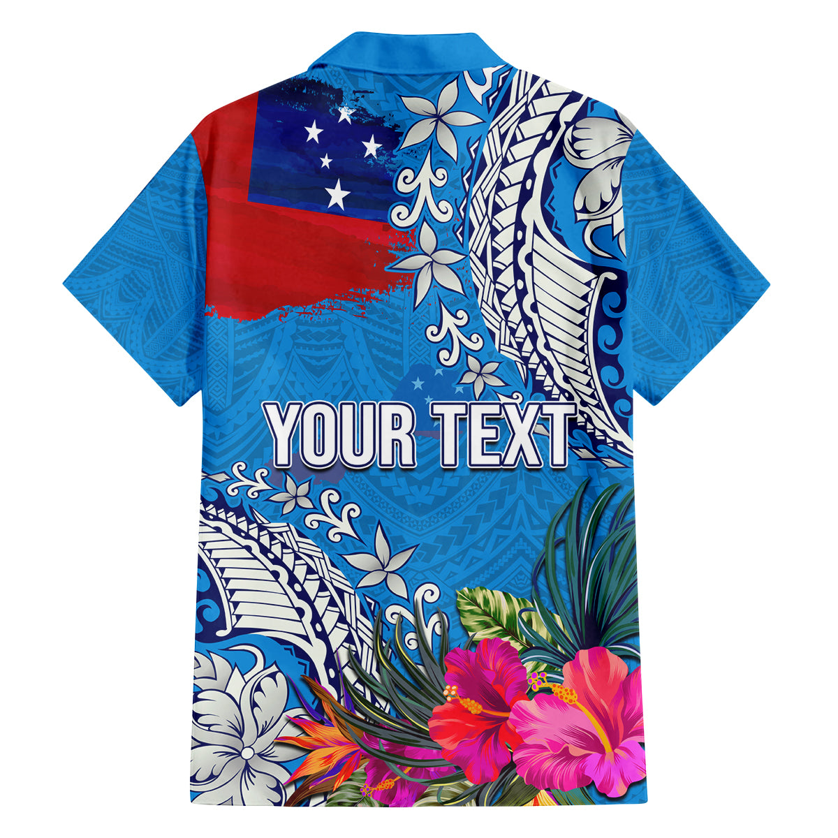 Personalised Samoa Coat Of Arms Family Matching Tank Maxi Dress and Hawaiian Shirt Tropical Flower Blue Polynesian Pattern LT03 - Polynesian Pride