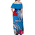 Personalised Samoa Coat Of Arms Off Shoulder Maxi Dress Tropical Flower Blue Polynesian Pattern LT03 - Polynesian Pride