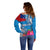 Personalised Samoa Coat Of Arms Off Shoulder Sweater Tropical Flower Blue Polynesian Pattern LT03 - Polynesian Pride