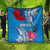 Personalised Samoa Coat Of Arms Quilt Tropical Flower Blue Polynesian Pattern LT03 - Polynesian Pride