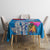 Personalised Samoa Coat Of Arms Tablecloth Tropical Flower Blue Polynesian Pattern LT03 - Polynesian Pride