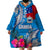 Personalised Samoa Coat Of Arms Wearable Blanket Hoodie Tropical Flower Blue Polynesian Pattern LT03 - Polynesian Pride