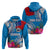 Personalised Samoa Coat Of Arms Zip Hoodie Tropical Flower Blue Polynesian Pattern LT03 - Polynesian Pride