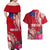 Personalised Samoa Coat Of Arms Couples Matching Off Shoulder Maxi Dress and Hawaiian Shirt Tropical Flower Red Polynesian Pattern LT03 - Polynesian Pride