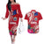 Personalised Samoa Coat Of Arms Couples Matching Off The Shoulder Long Sleeve Dress and Hawaiian Shirt Tropical Flower Red Polynesian Pattern LT03 Red - Polynesian Pride