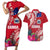 Personalised Samoa Coat Of Arms Couples Matching Short Sleeve Bodycon Dress and Hawaiian Shirt Tropical Flower Red Polynesian Pattern LT03 Red - Polynesian Pride