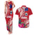 Personalised Samoa Coat Of Arms Couples Matching Tank Maxi Dress and Hawaiian Shirt Tropical Flower Red Polynesian Pattern LT03 Red - Polynesian Pride