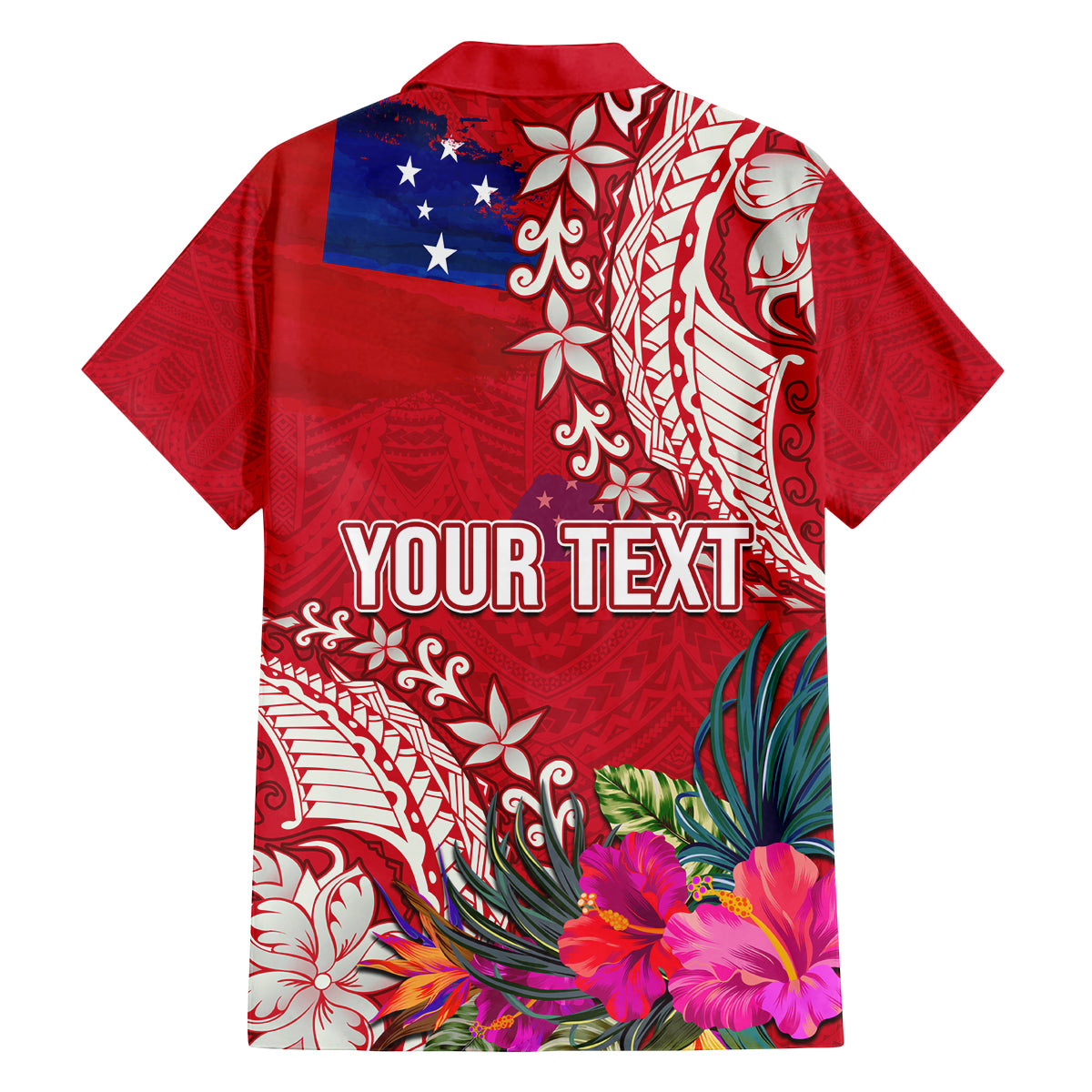 Personalised Samoa Coat Of Arms Family Matching Off Shoulder Short Dress and Hawaiian Shirt Tropical Flower Red Polynesian Pattern LT03 - Polynesian Pride