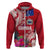 Personalised Samoa Coat Of Arms Hoodie Tropical Flower Red Polynesian Pattern LT03 Zip Hoodie Red - Polynesian Pride