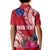 Personalised Samoa Coat Of Arms Kid Polo Shirt Tropical Flower Red Polynesian Pattern LT03 - Polynesian Pride