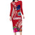 Personalised Samoa Coat Of Arms Long Sleeve Bodycon Dress Tropical Flower Red Polynesian Pattern LT03 Long Dress Red - Polynesian Pride