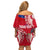 Personalised Samoa Coat Of Arms Off Shoulder Short Dress Tropical Flower Red Polynesian Pattern LT03 - Polynesian Pride