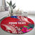 Personalised Samoa Coat Of Arms Round Carpet Tropical Flower Red Polynesian Pattern LT03 - Polynesian Pride