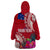 Personalised Samoa Coat Of Arms Wearable Blanket Hoodie Tropical Flower Red Polynesian Pattern LT03 - Polynesian Pride