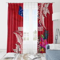 Personalised Samoa Coat Of Arms Window Curtain Tropical Flower Red Polynesian Pattern LT03 - Polynesian Pride