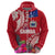 Personalised Samoa Coat Of Arms Zip Hoodie Tropical Flower Red Polynesian Pattern LT03 - Polynesian Pride