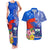 Personalised Samoa Coat Of Arms Couples Matching Tank Maxi Dress and Hawaiian Shirt Hibiscus Polynesian Tattoo Pattern LT03 Blue - Polynesian Pride