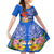 Personalised Samoa Coat Of Arms Family Matching Off Shoulder Short Dress and Hawaiian Shirt Hibiscus Polynesian Tattoo Pattern LT03 Daughter's Dress Blue - Polynesian Pride