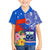 Personalised Samoa Coat Of Arms Family Matching Puletasi Dress and Hawaiian Shirt Hibiscus Polynesian Tattoo Pattern LT03 Son's Shirt Blue - Polynesian Pride