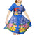 Personalised Samoa Coat Of Arms Kid Short Sleeve Dress Hibiscus Polynesian Tattoo Pattern LT03 - Polynesian Pride