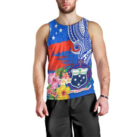 Personalised Samoa Coat Of Arms Men Tank Top Hibiscus Polynesian Tattoo Pattern LT03 - Polynesian Pride