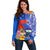 Personalised Samoa Coat Of Arms Off Shoulder Sweater Hibiscus Polynesian Tattoo Pattern LT03 Women Blue - Polynesian Pride